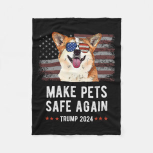 Make Pets Safe Again Corgi Dog Trump 2024 Fleece Blanket