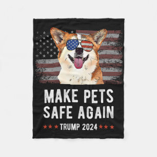 Make Pets Safe Again Corgi Dog Trump 2024 Fleece Blanket