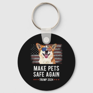 Make Pets Safe Again Corgi Dog Trump Key Ring