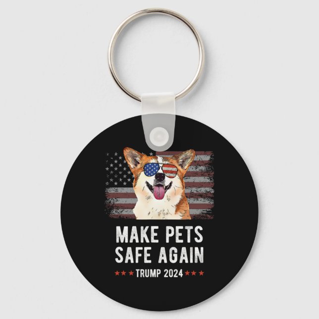 Make Pets Safe Again Corgi Dog Trump  Key Ring (Front)
