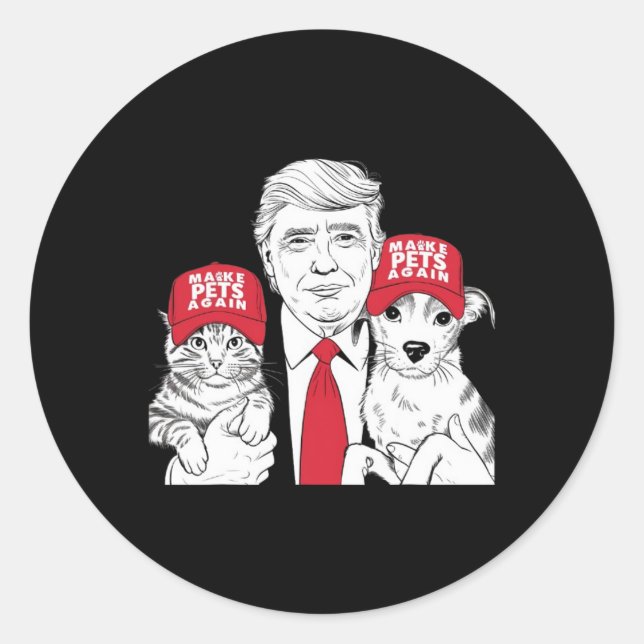 Make Pets Safe Again Election Mega Trump Funny Det Classic Round Sticker (Front)