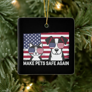 Make Pets Safe Again Trump Harris Debate 2024 Ceramic Ornament