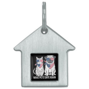 Make Pets Safe Again Trump Harris Debate Dogs Cat  Pet ID Tag