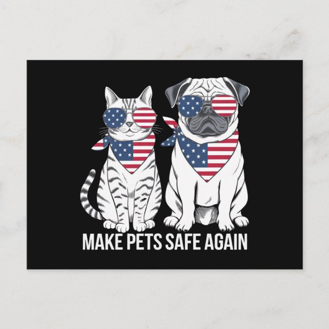 Make Pets Safe Again Trump Harris Debate Dogs Cat  Postcard (Front)
