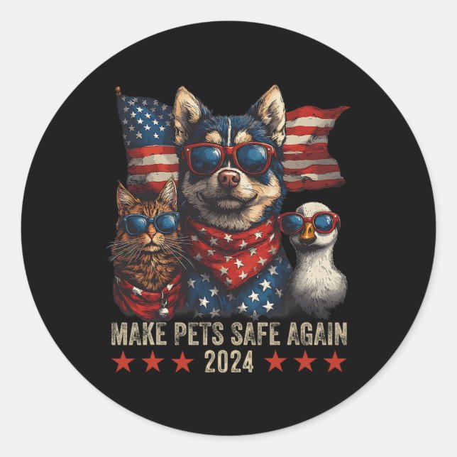 Make Pets Safe Again Trump Save Our Pets 2  Classic Round Sticker (Front)