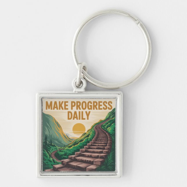 Make Progress Daily Key Ring (Front)