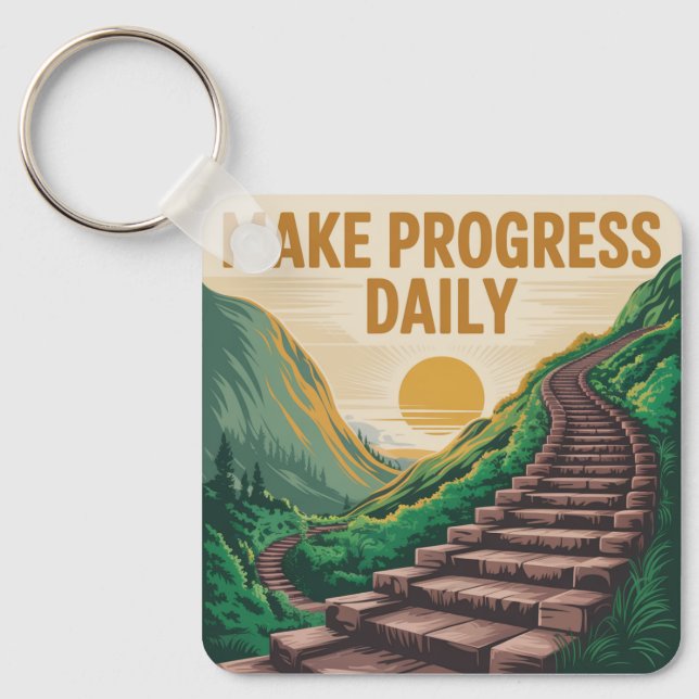 Make Progress Daily Key Ring (Front)