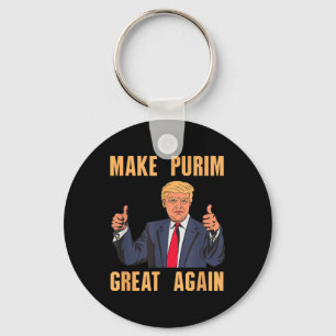 Make Purim Great Again Funny Trump Costume Hebrew Key Ring