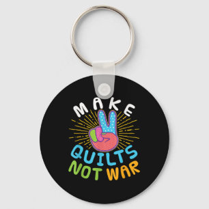 Make Quilts Not War Quilting Peace Sign Key Ring