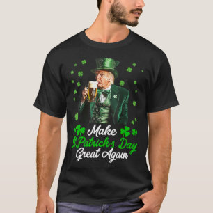 Make Saint Patrick's Day Great Again Usa Flag Funn T-Shirt