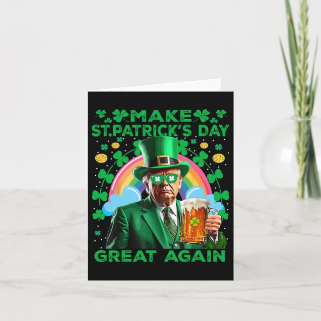 Make Saint St Patrick's Day Great Again Flag Funny Card (Front)
