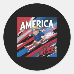 Make Skiing Great Again Donald Trump - Usa Skiing  Classic Round Sticker