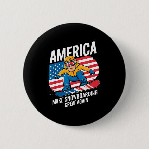 Make snowboarding great donald trump - usa skiing 6 cm round badge