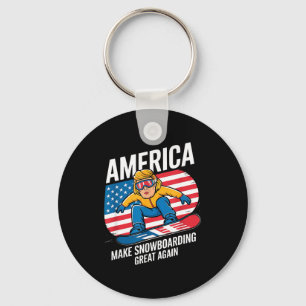 Make snowboarding great donald trump - usa skiing key ring