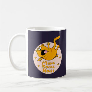 Make some noise Kawaii Funny orange cat jumping Coffee Mug