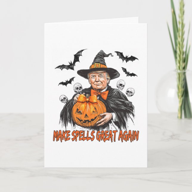 Make Spells Great Again Funny Halloween Trump  Card (Front)