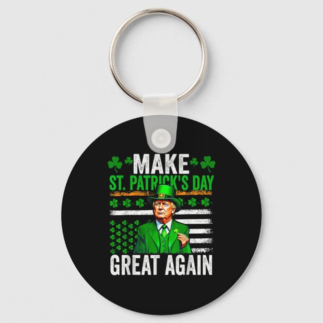 Make St Patrick Day Great Again Trump Drinking Bee Key Ring (Front)