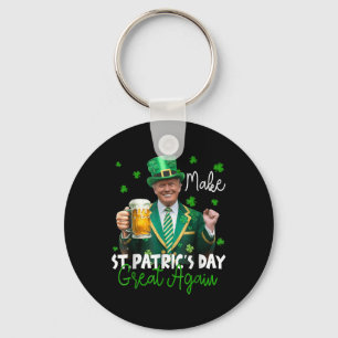 Make St Patricks Day Great Again American Shamrock Key Ring