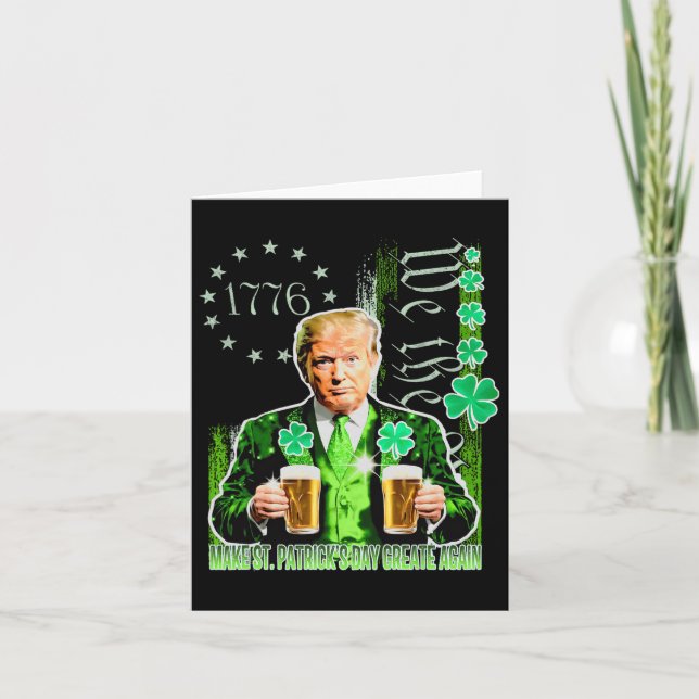 Make St Patrick's Day Great Again Flag Funny Trump Card (Front)