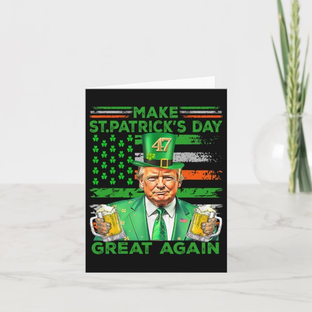 Make St Patrick's Day Great Again Flag Funny Trump Card (Front)