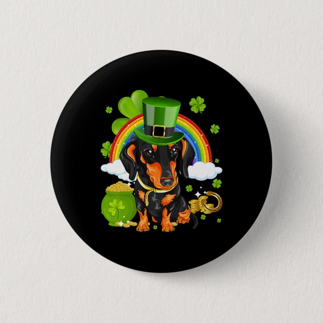 Make St Patricks Day Great Again Funny Dachshund M 6 Cm Round Badge (Front)
