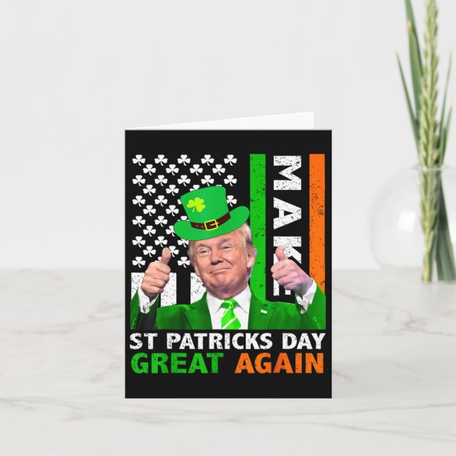 Make St Patricks Day Great Again Funny Leprechaun  Card (Front)