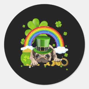 Make St Patricks Day Great Again Funny Pug Men Wom Classic Round Sticker
