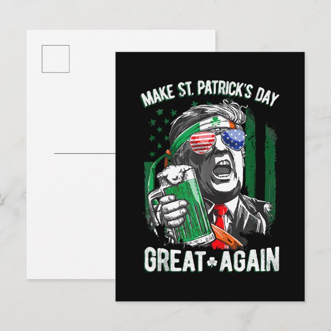 Make St Patrick's Day Great Again Funny Trump Invitation Postcard (Front/Back)