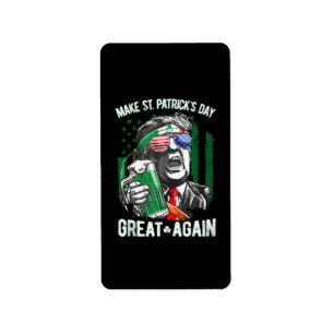 Make St Patrick's Day Great Again Funny Trump Label