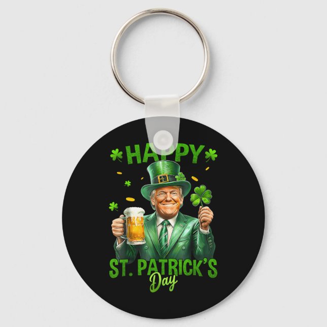 Make St Patricks Day Great Again Funny Trump Men Key Ring (Front)
