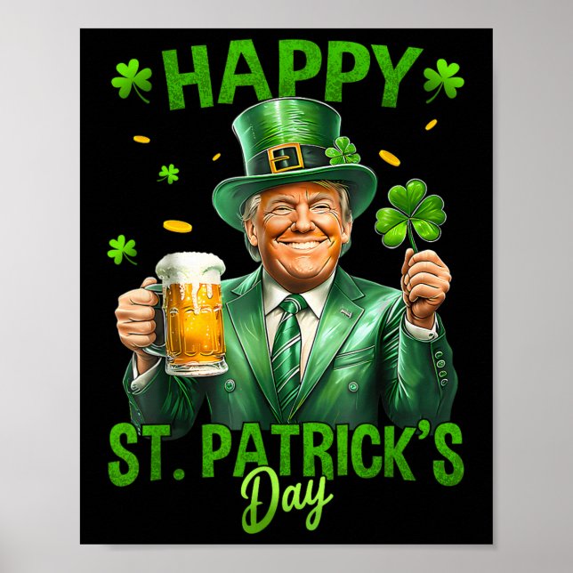 Make St Patricks Day Great Again Funny Trump Men Poster (Front)