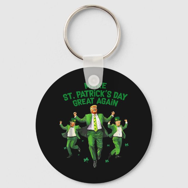Make St Patricks Day Great Again Funny Trump Men W Key Ring (Front)