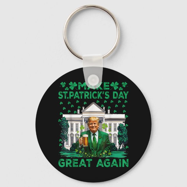 Make St Patricks Day Great Again Funny Trump Men W Key Ring (Front)