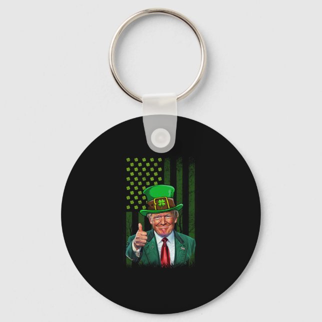 Make St Patricks Day Great Again Funny Trump Men W Key Ring (Front)