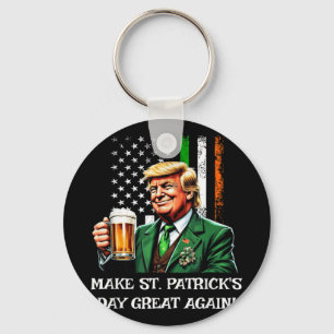 Make St Patricks Day Great Again Funny Trump Men W Key Ring
