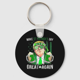 Make St Patricks Day Great Again Funny Trump Men W Key Ring