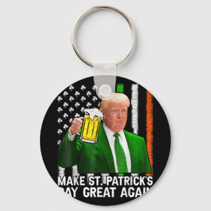 Make St Patricks Day Great Again Funny Trump Men W Key Ring