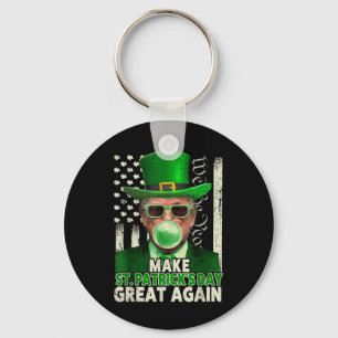 Make St Patricks Day Great Again Funny Trump Men W Key Ring