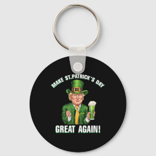 Make St Patricks Day Great Again Funny Trump Men W Key Ring