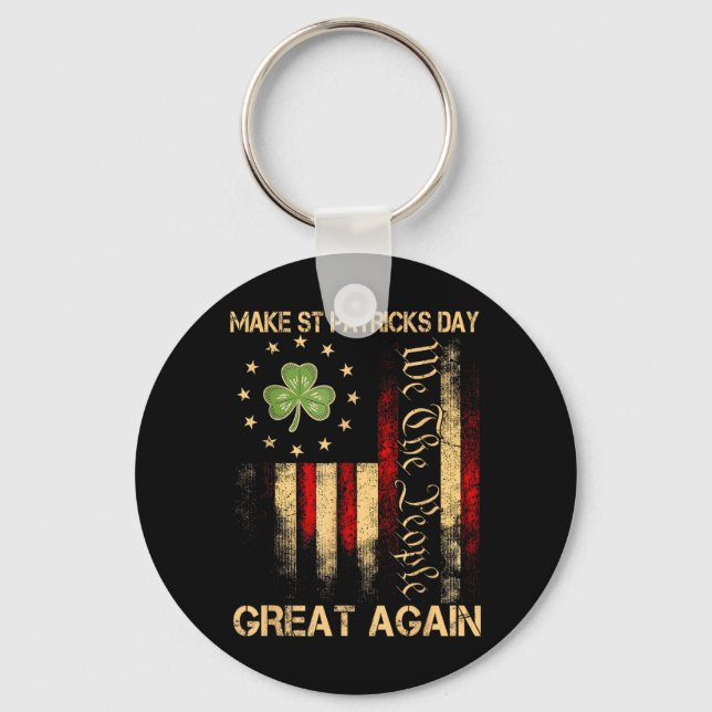 Make St Patricks Day Great Again Funny Trump Mens Key Ring (Front)