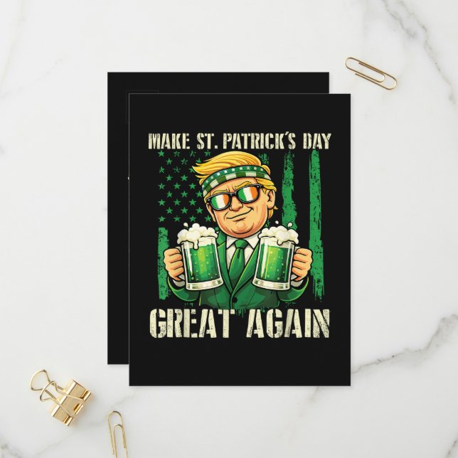 Make St. Patrick's Day Great Again Invitation Postcard (Front/Back In Situ)
