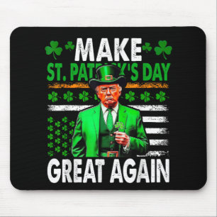 Make St Patricks Day Great Again Irish American Fl Mouse Pad