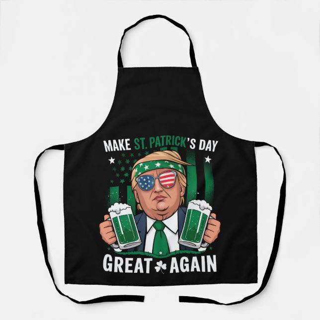 Make St Patrick's Day Great Again Irish Trump Apron (Front)