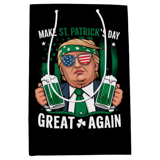 Make St Patrick's Day Great Again Irish Trump Medium Gift Bag (Front)