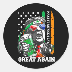 Make St Patrick's Day Great Again Lucky Trump Beer Classic Round Sticker
