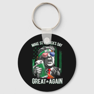 Make St Patrick's Day Great Again Lucky Trump Beer Key Ring