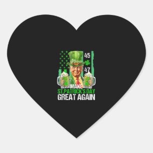 Make St Patrick's Day Great Again Shamrock Trump A Heart Sticker