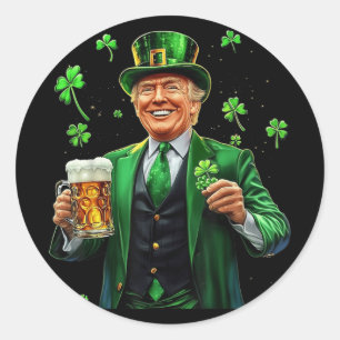 Make St Patricks Day Great Again Trump American Fl Classic Round Sticker