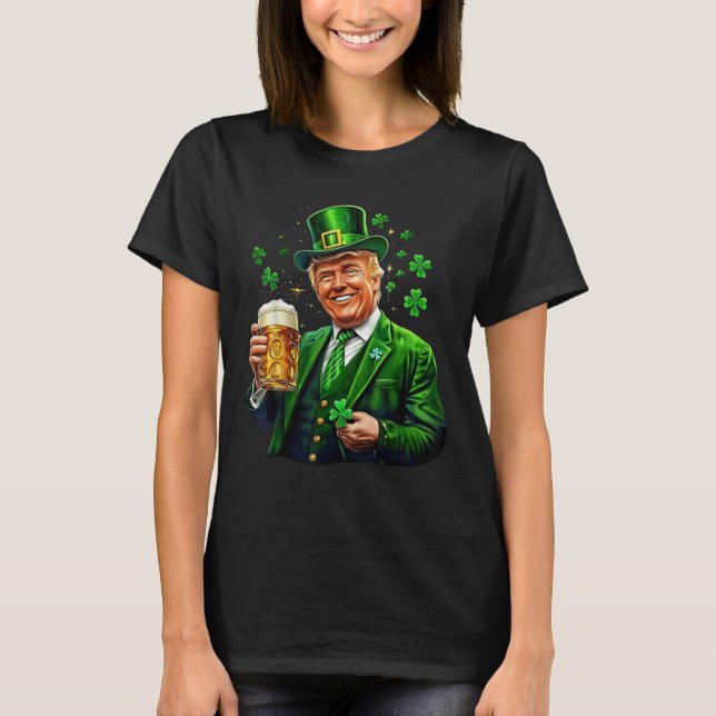 Make St Patricks Day Great Again Trump Irish Ameri T-Shirt (Front)
