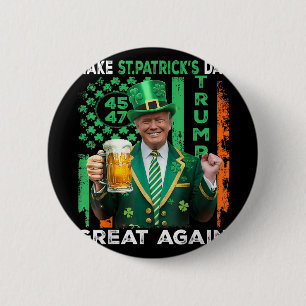 Make St Patricks Day Great Again Usa Flag Shamrock 6 Cm Round Badge